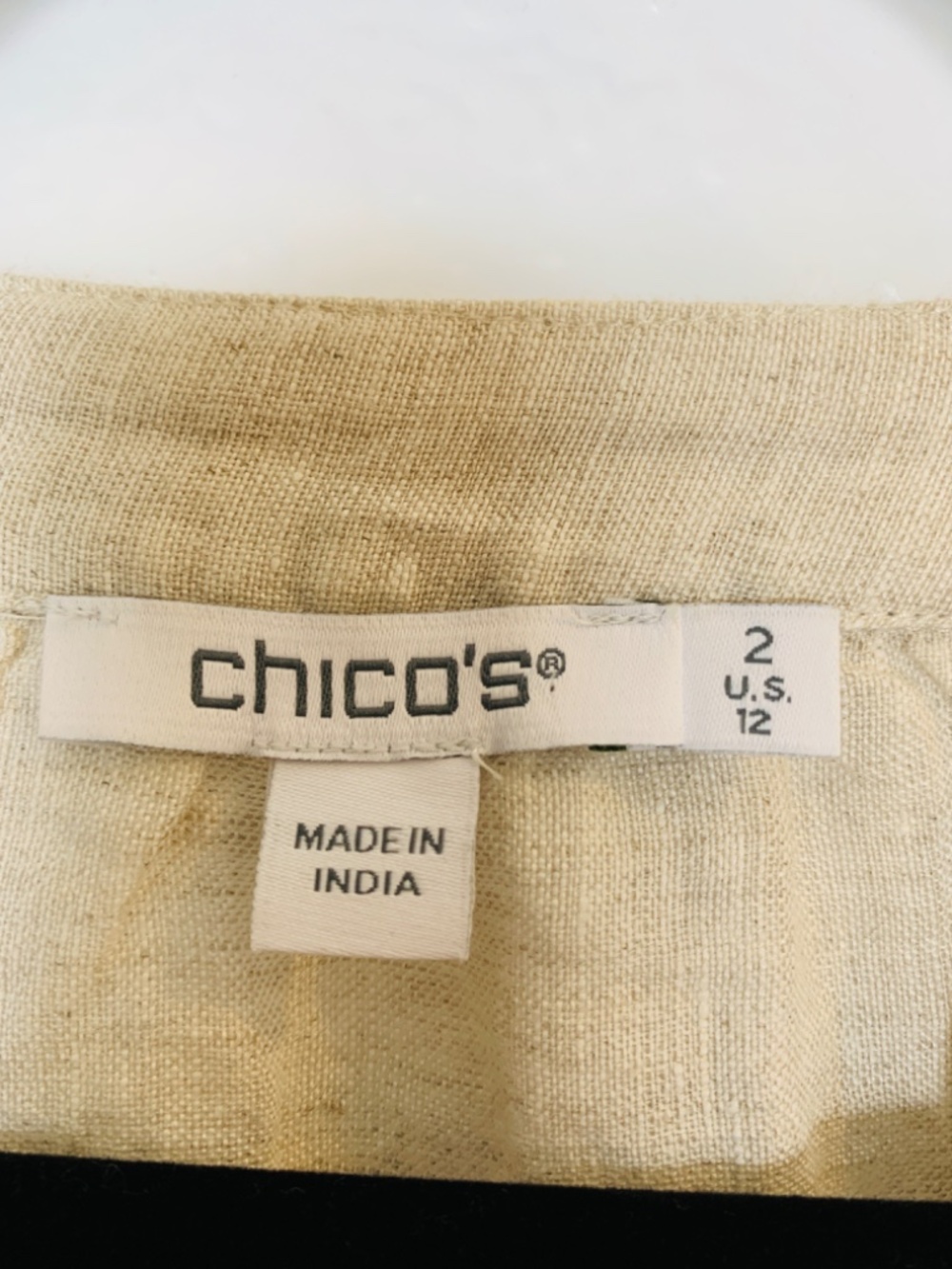 Chico's Embroidered Linen Peasant Top Womens Size12 Tunic Boho Festival Hippie - Picture 3 of 16